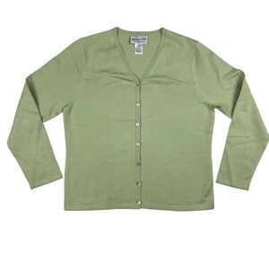 Pendleton Cardigan Sweater Womens Small Petite Silk Blend Button Front Green